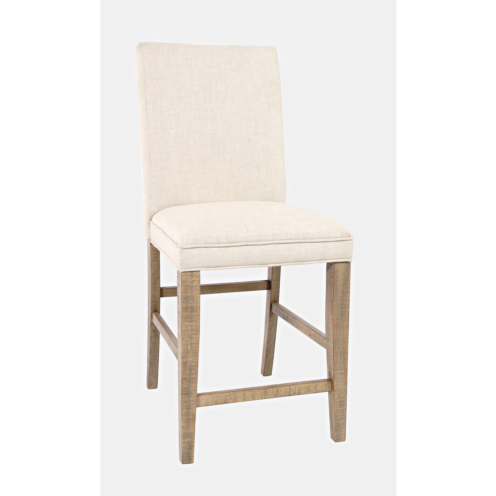 Modern Rustic Distressed Solid Wood Upholstered Parsons Stool (Set of 2). Picture 4