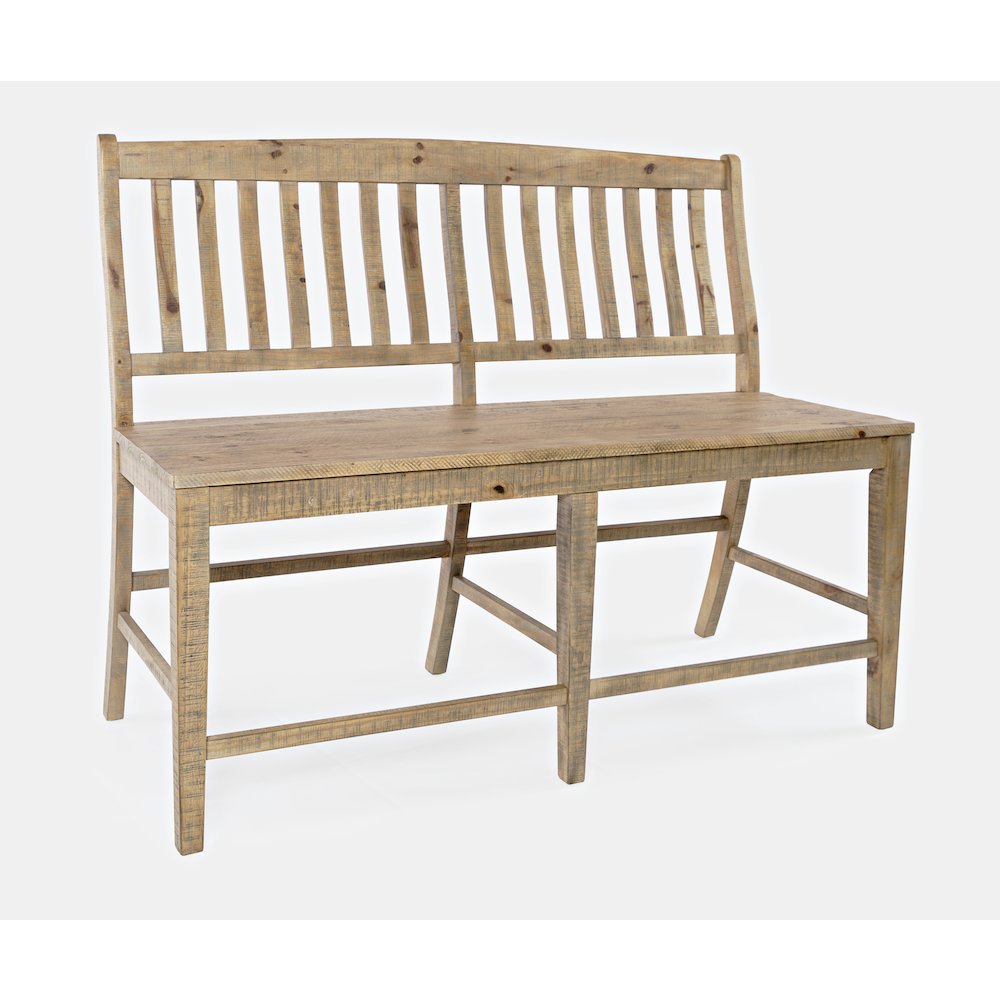 Carlyle Crossing Modern Rustic Solid Wood Slatback Counter Height Bench. Picture 3