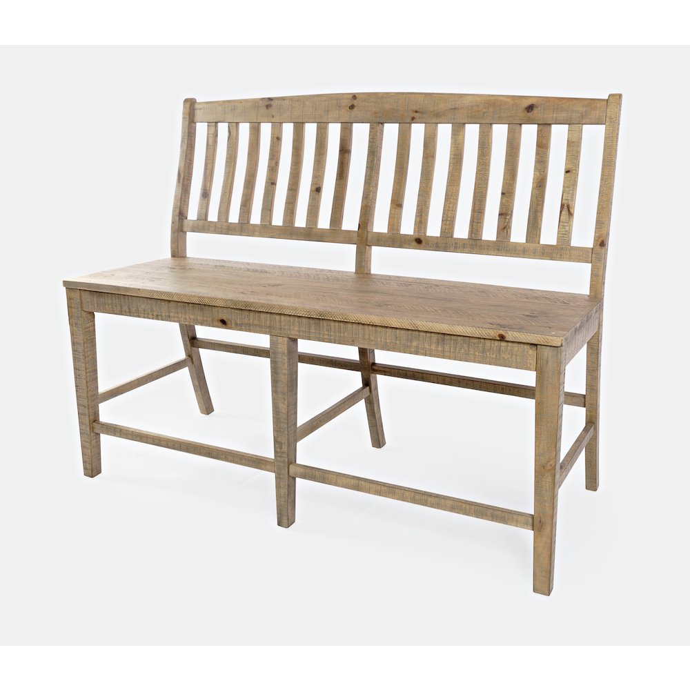 Carlyle Crossing Modern Rustic Solid Wood Slatback Counter Height Bench. Picture 2