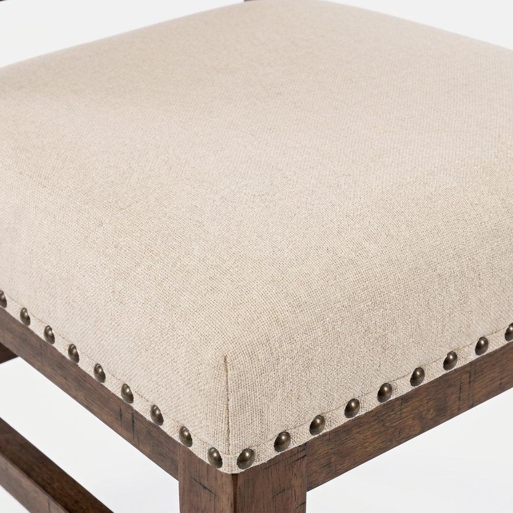 Acacia Veneer Cotton-Linen Upholstered Accent Chairs, Oak, Set of 2. Picture 7