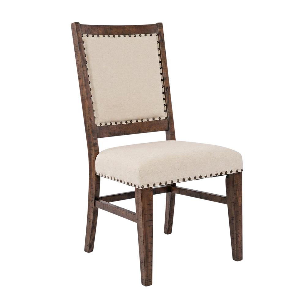 Acacia Veneer Cotton-Linen Upholstered Accent Chairs, Oak, Set of 2. Picture 5