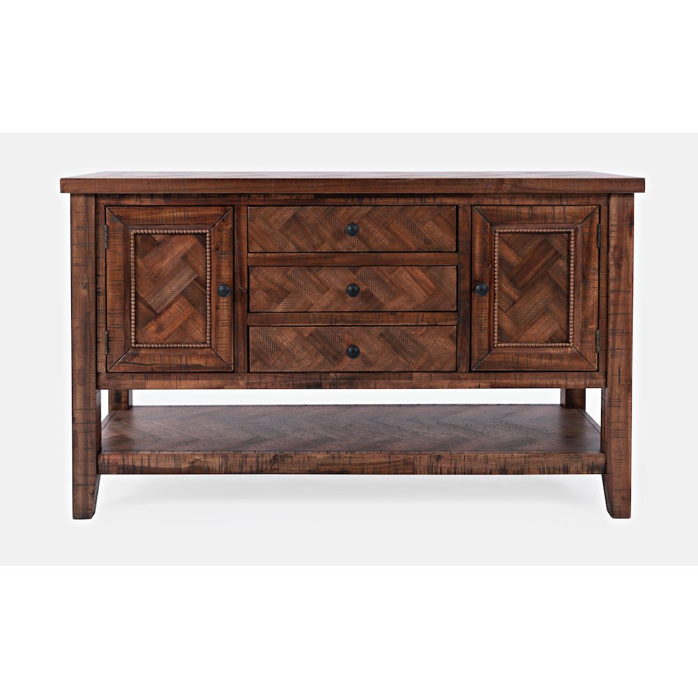 Fairview Transitional Herringbone Modern Distressed Solid Wood Buffet Server. Picture 1
