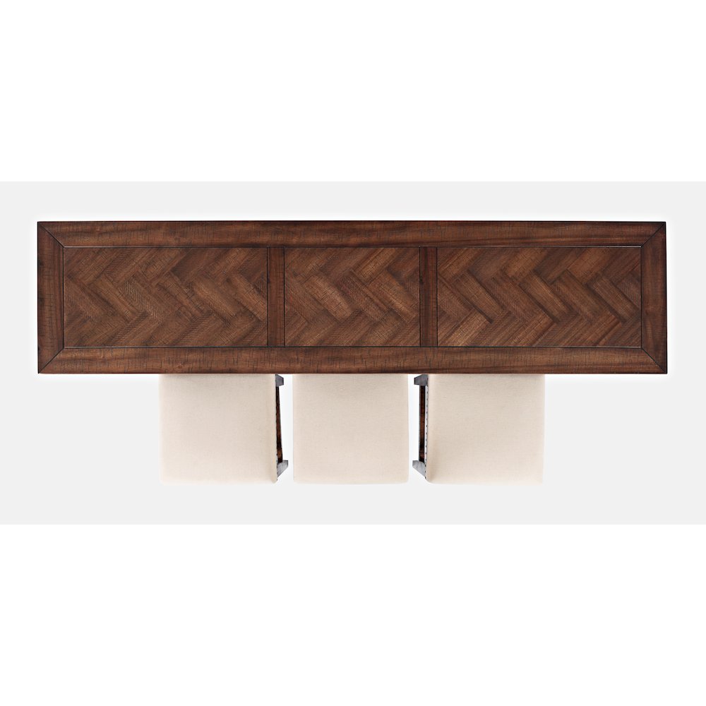 Transitional Herringbone Counter Height Four Piece Console 74" Dining Table Set. Picture 6