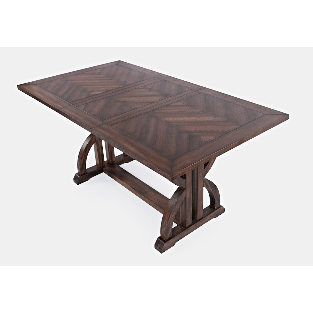 Transitional Herringbone Distressed Acacia Counter Height 78" Dining Table. Picture 2