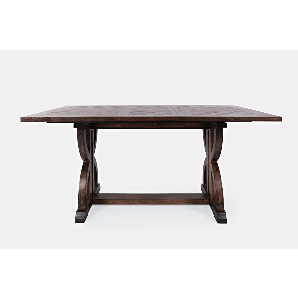 Transitional Herringbone Distressed Acacia Counter Height 78" Dining Table. Picture 1
