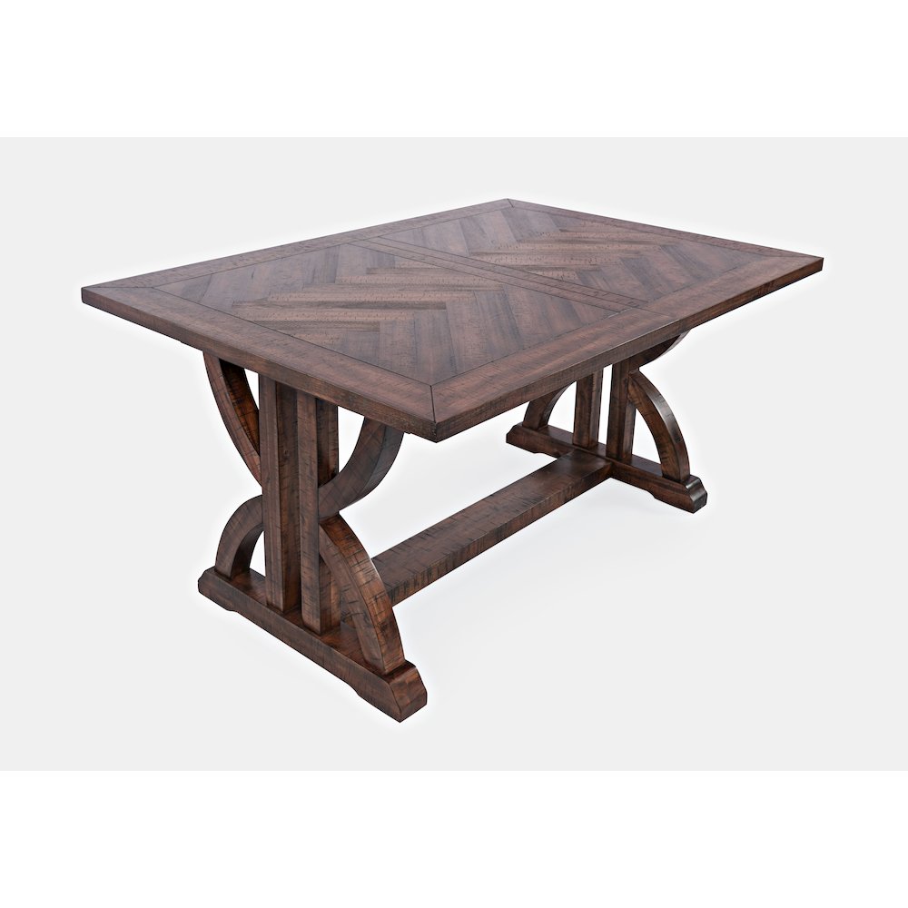 Transitional Herringbone Distressed Acacia Counter Height 78" Dining Table. Picture 5