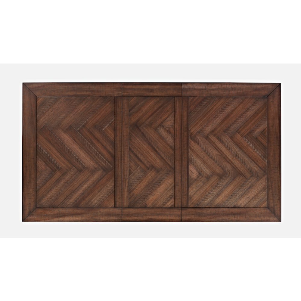 Transitional Herringbone Distressed Acacia Counter Height 78" Dining Table. Picture 6