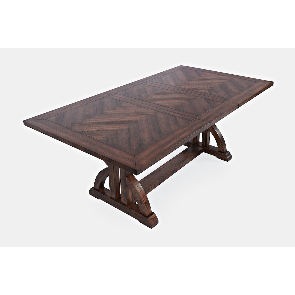Fairview Transitional Modern Distressed 78" Seven-Piece Upholstered Dining Set. Picture 9