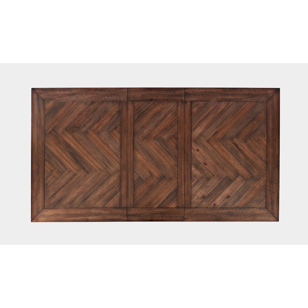 Fairview Transitional Herringbone Distressed Acacia Extension 78" Dining Table. Picture 4