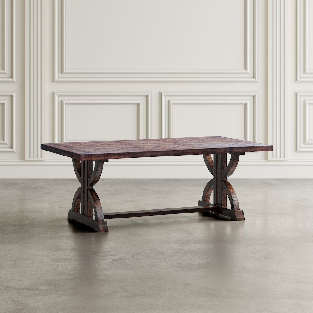Fairview Transitional Herringbone Distressed Acacia Coffee Table. Picture 9