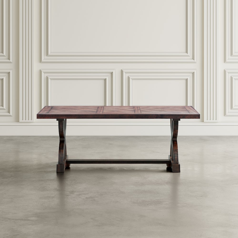 Fairview Transitional Herringbone Distressed Acacia Coffee Table. Picture 8