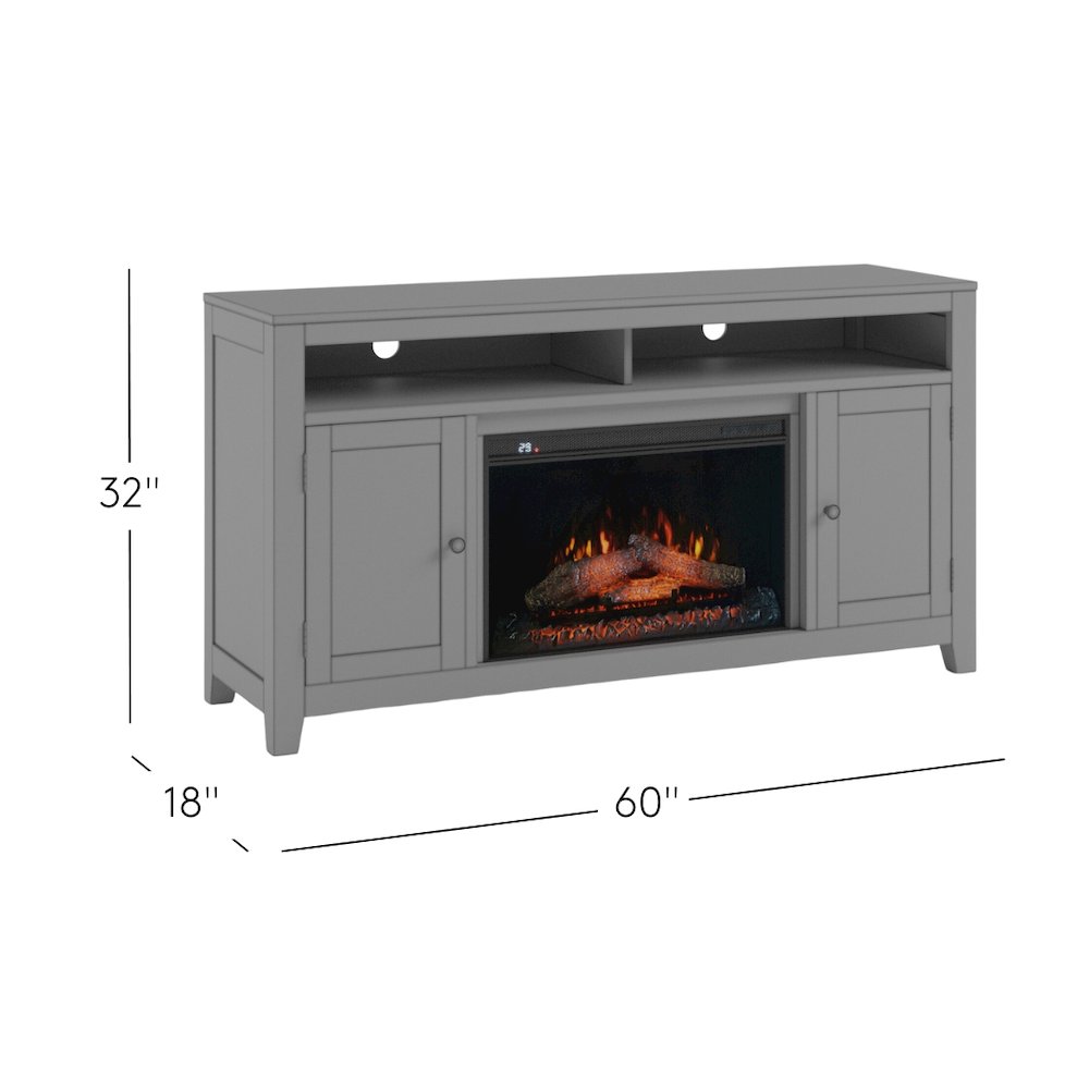 Fairview Modern 60" Chevron Fireplace Console TV Stand with Electric Fireplace. Picture 10