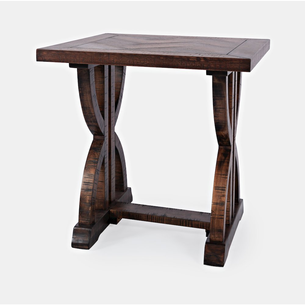 Fairview Transitional Herringbone Distressed Acacia End Table. Picture 3