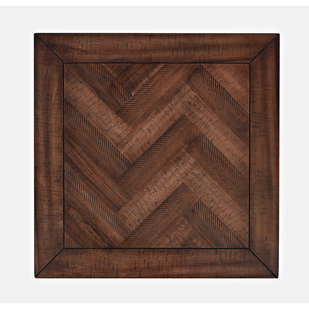 Fairview Transitional Herringbone Distressed Acacia End Table. Picture 6