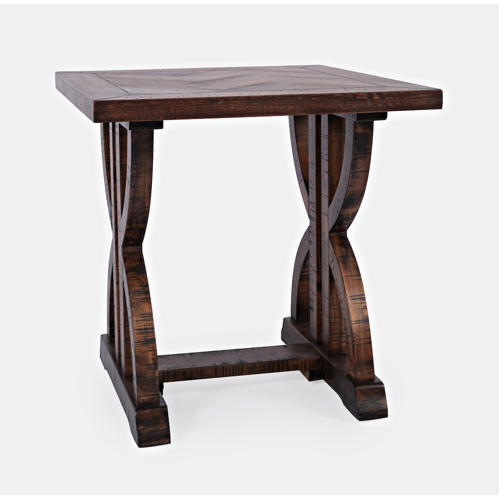 Fairview Transitional Herringbone Distressed Acacia End Table. Picture 4