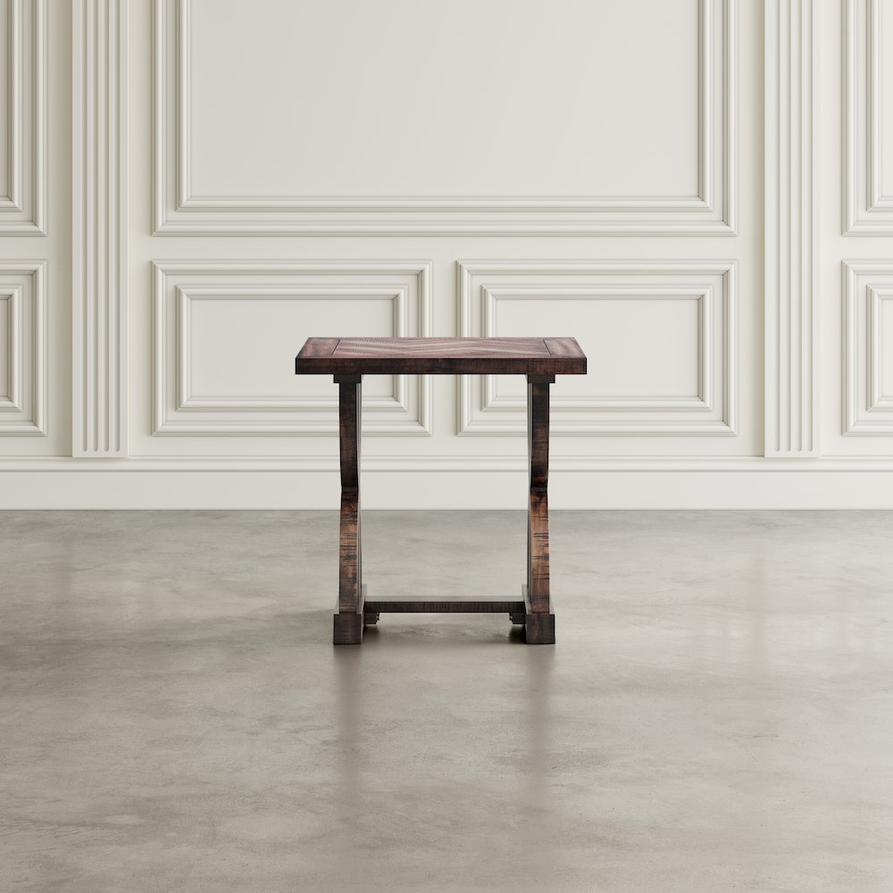 Fairview Transitional Herringbone Distressed Acacia End Table. Picture 8