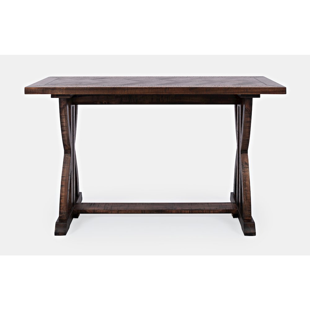 Fairview Transitional Herringbone Distressed Acacia Sofa Table. Picture 1