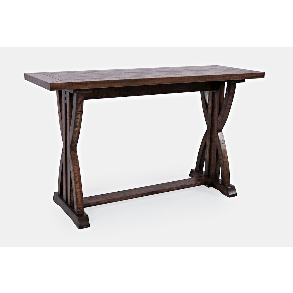 Fairview Transitional Herringbone Distressed Acacia Sofa Table. Picture 4