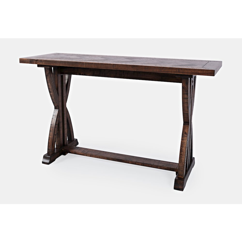 Fairview Transitional Herringbone Distressed Acacia Sofa Table. Picture 3