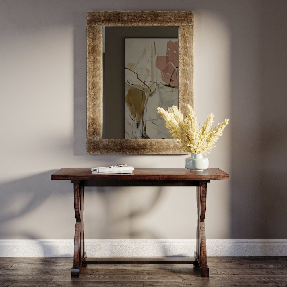 Fairview Transitional Herringbone Distressed Acacia Sofa Table. Picture 2