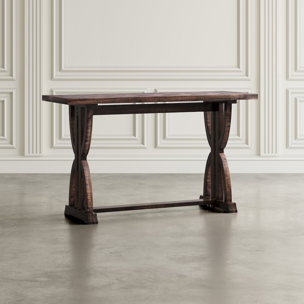 Fairview Transitional Herringbone Distressed Acacia Sofa Table. Picture 11