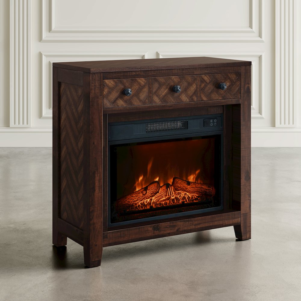 Fairview Modern Transitional 32" Chevron Electric Fireplace Console TV Stand. Picture 12