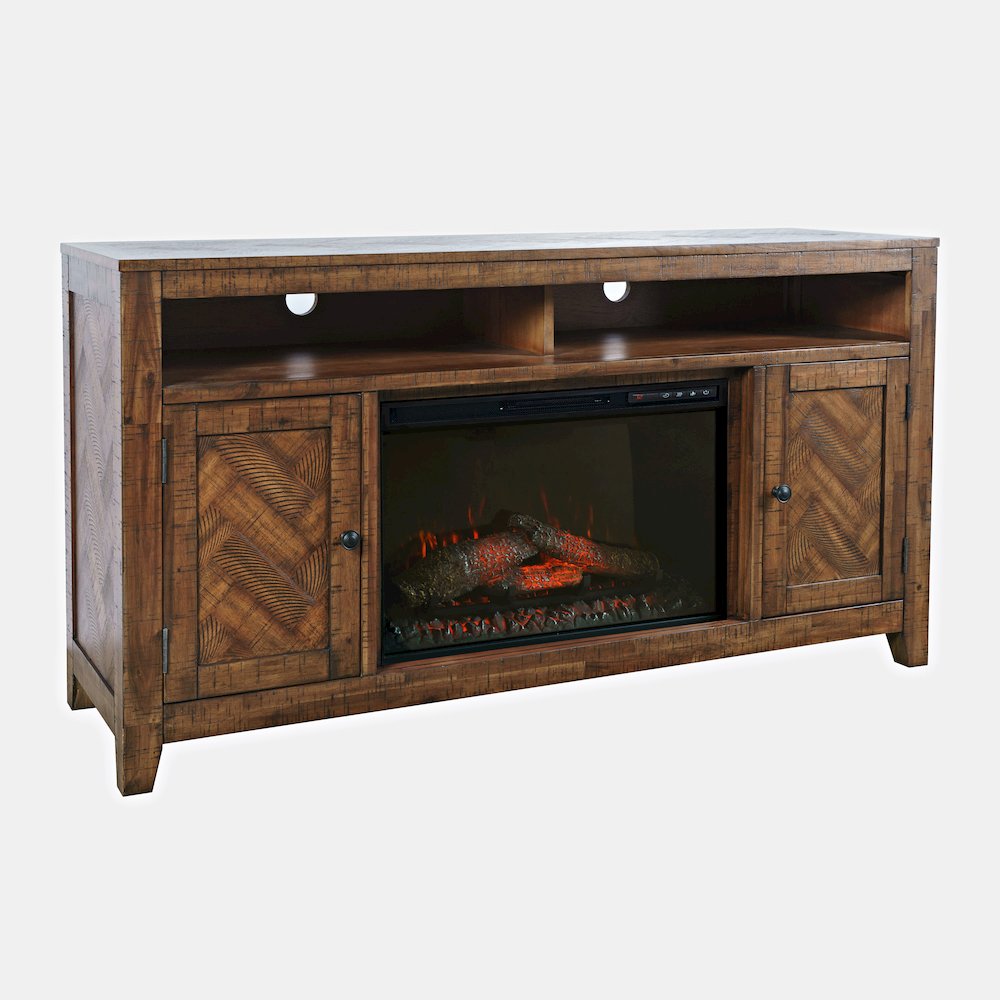 Fairview Modern 60" Chevron Fireplace Console TV Stand with Electric Fireplace. Picture 3