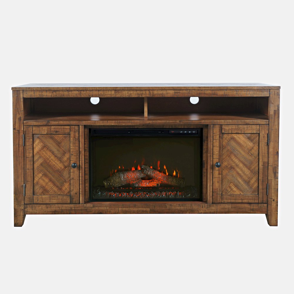 Fairview Modern 60" Chevron Fireplace Console TV Stand with Electric Fireplace. Picture 1
