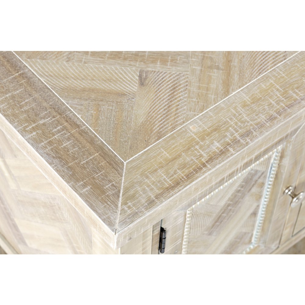 Fairview Transitional Herringbone Modern Distressed Solid Wood Buffet Server. Picture 5