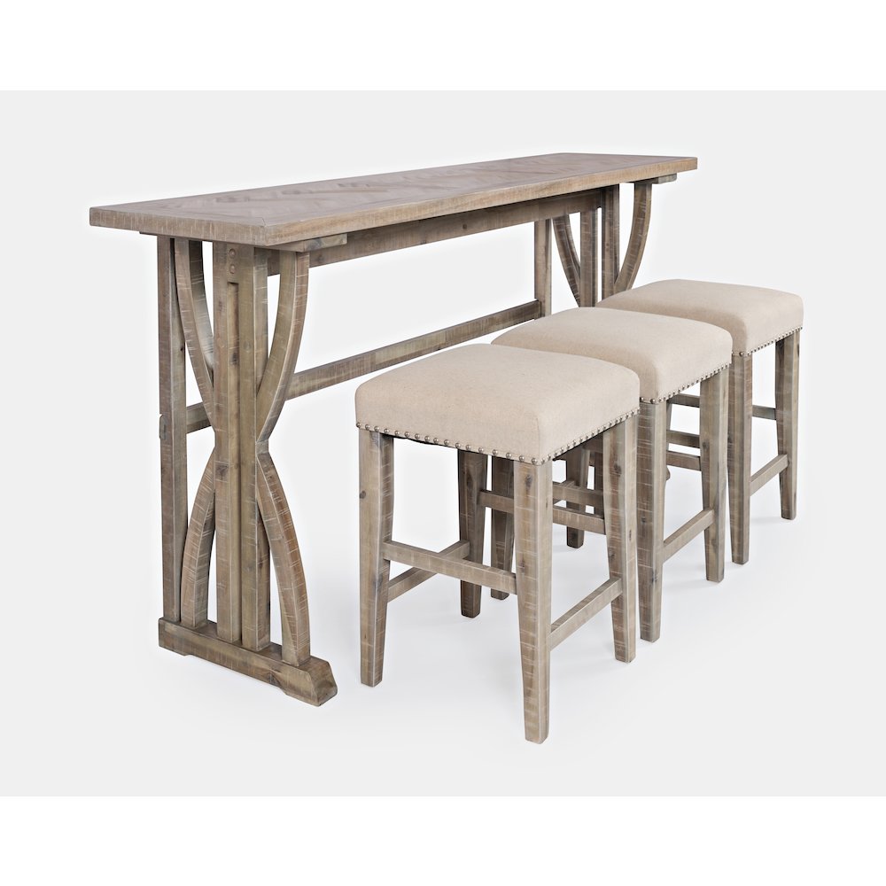 Transitional Herringbone Counter Height Four Piece Console 74" Dining Table Set. Picture 3