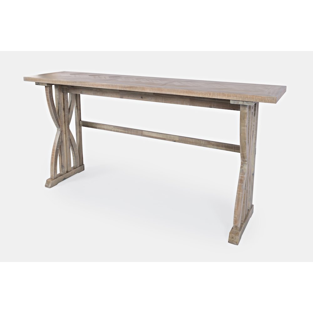 Transitional Herringbone Counter Height Four Piece Console 74" Dining Table Set. Picture 9