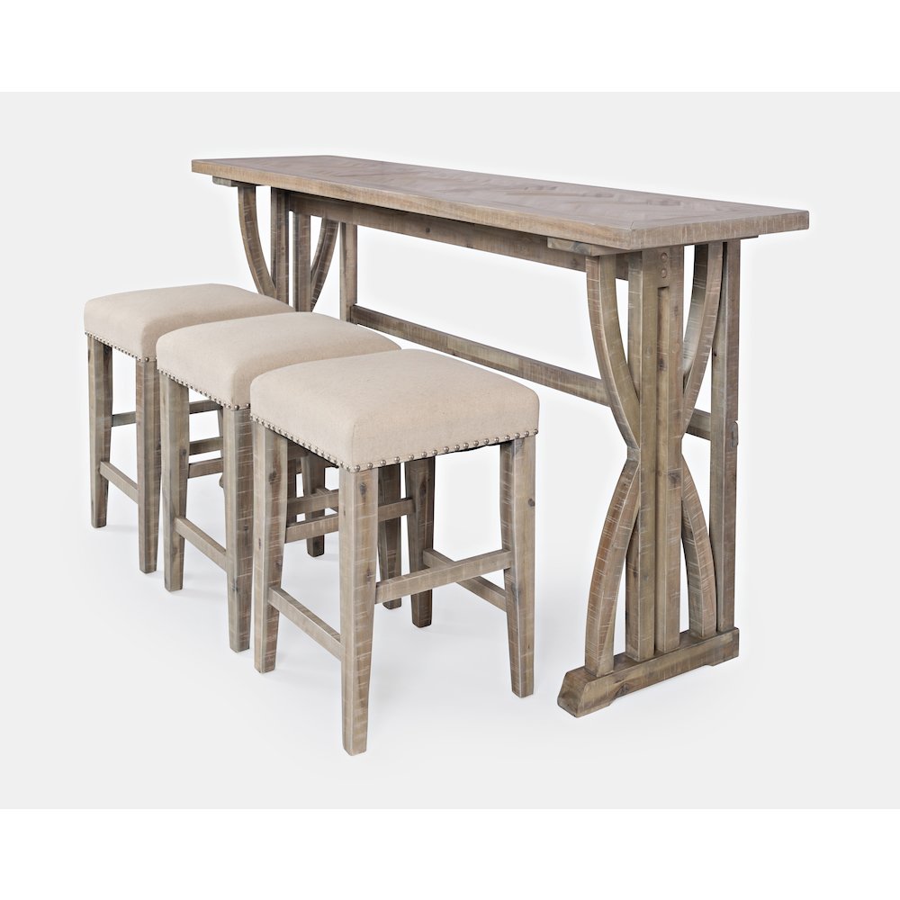 Transitional Herringbone Counter Height Four Piece Console 74" Dining Table Set. Picture 7