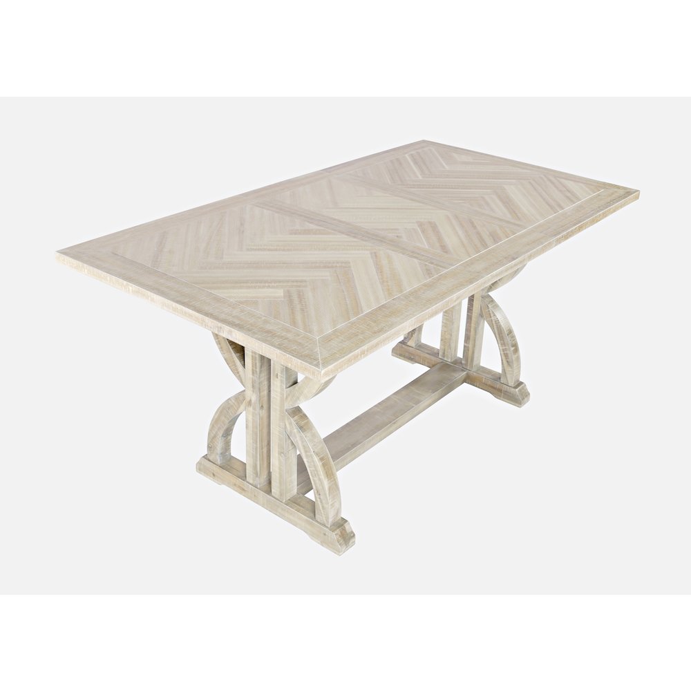 Modern Distressed 78" Seven-Piece Upholstered Counter Height Dining Set. Picture 2