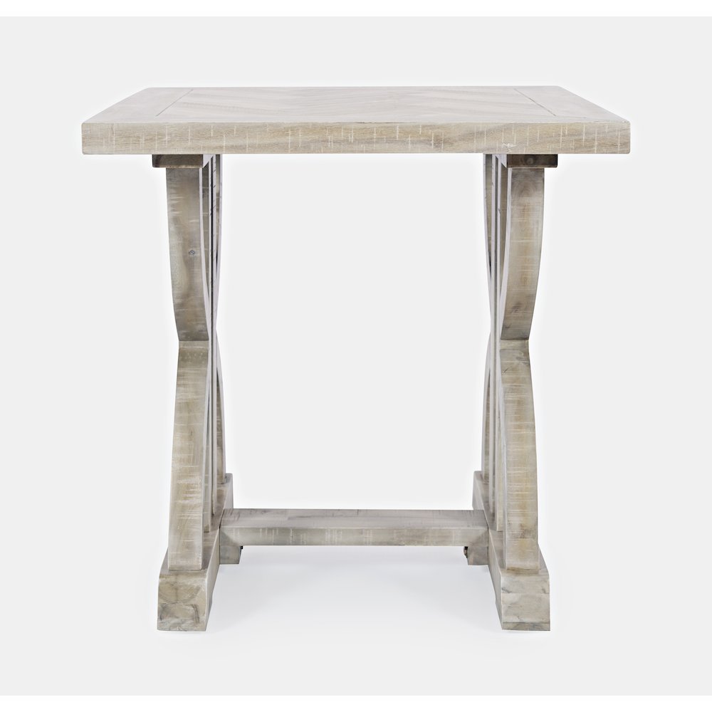 Fairview Transitional Herringbone Distressed Acacia End Table. Picture 1