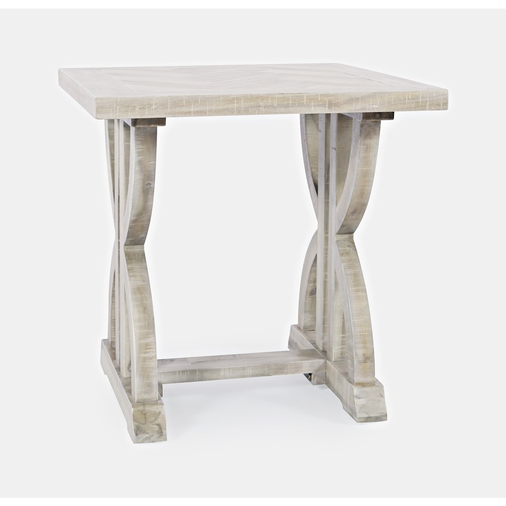 Fairview Transitional Herringbone Distressed Acacia End Table. Picture 4