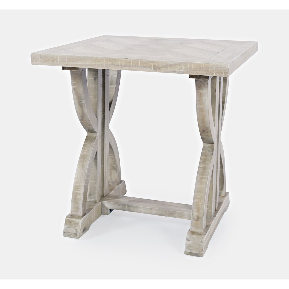 Fairview Transitional Herringbone Distressed Acacia End Table. Picture 3