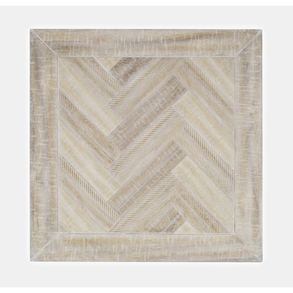 Fairview Transitional Herringbone Distressed Acacia End Table. Picture 6
