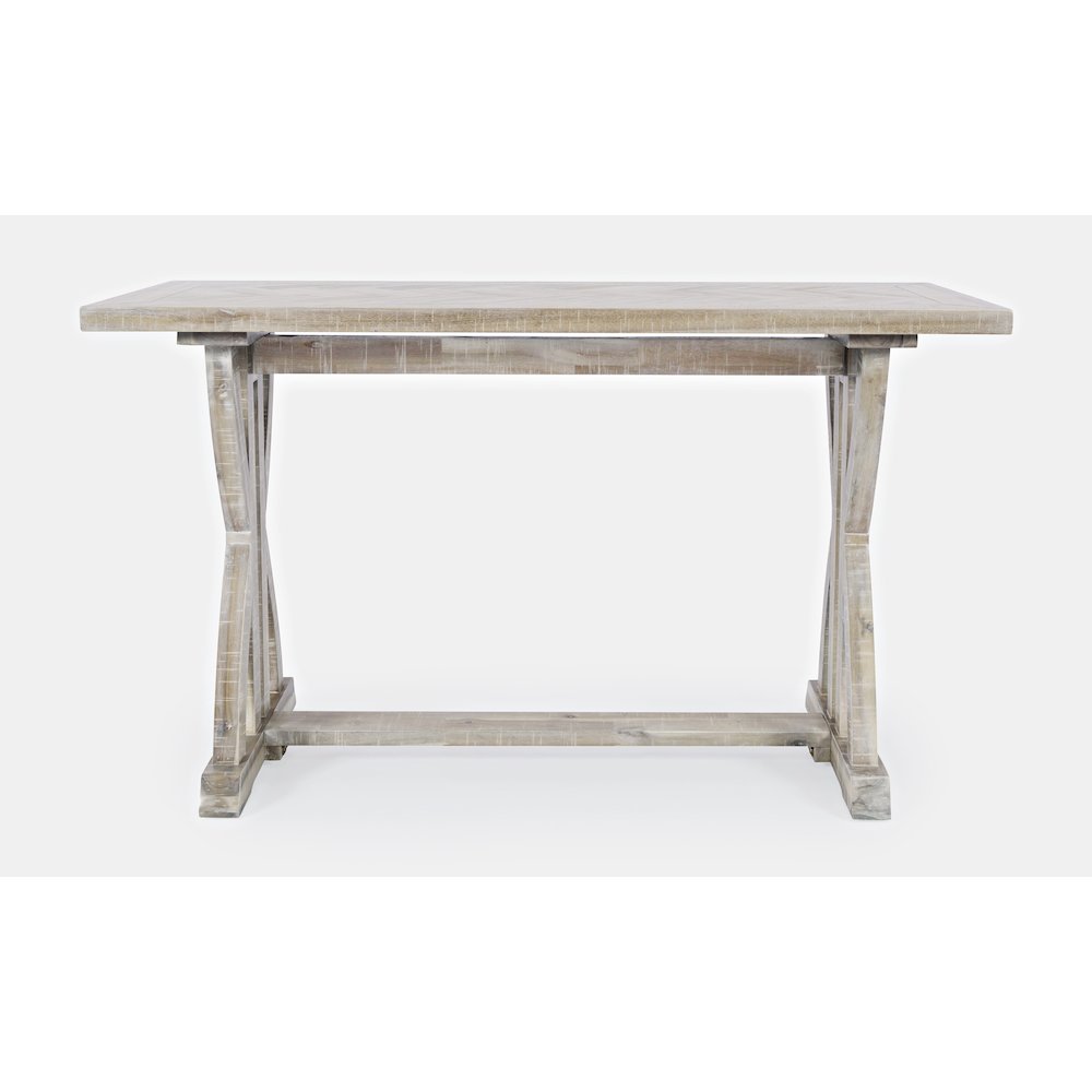 Fairview Transitional Herringbone Distressed Acacia Sofa Table. Picture 1
