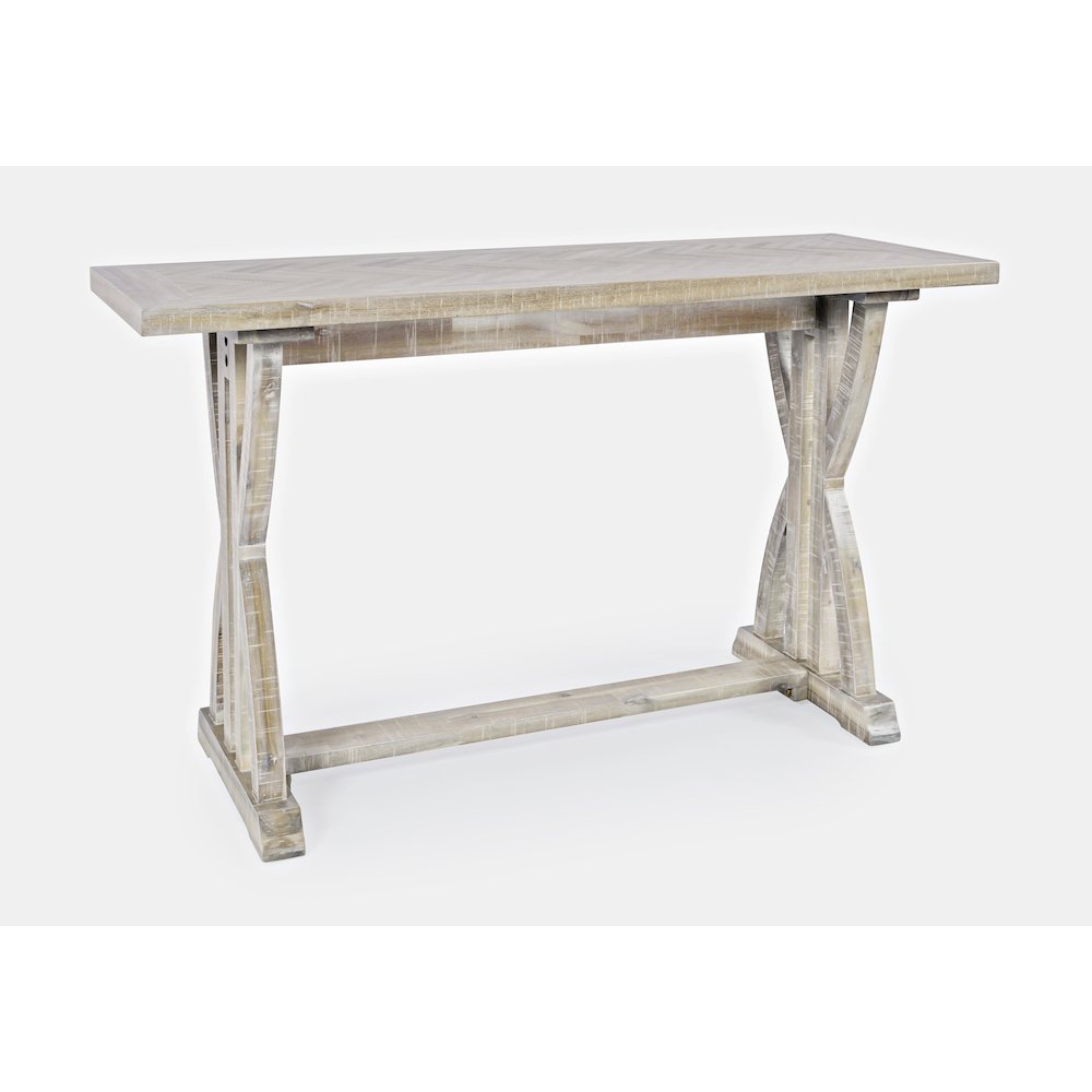 Fairview Transitional Herringbone Distressed Acacia Sofa Table. Picture 3