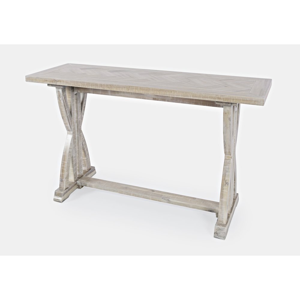 Fairview Transitional Herringbone Distressed Acacia Sofa Table. Picture 2