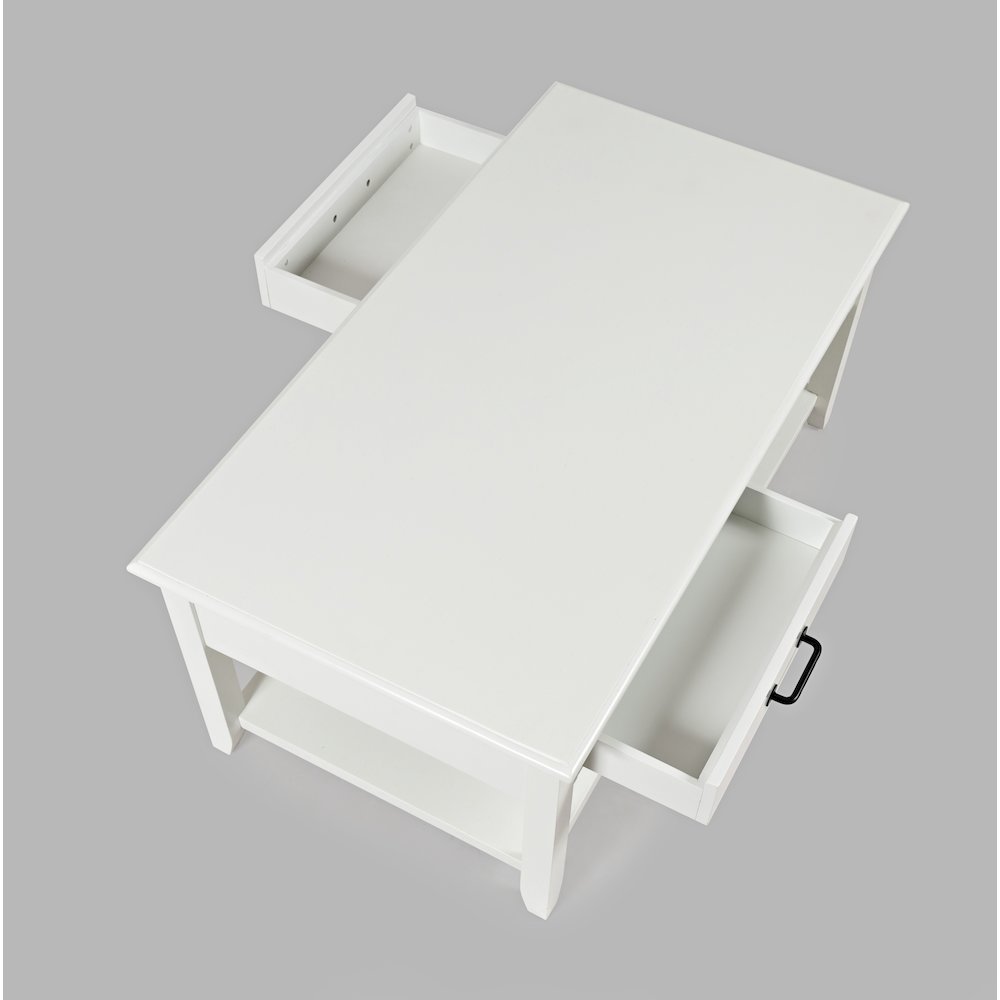 North Fork Acacia 2 Drawer Coffee Table with Casters. Picture 4