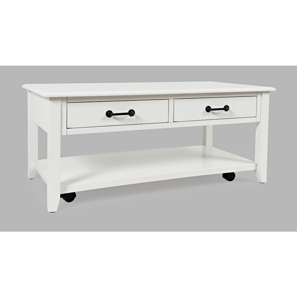 North Fork Acacia 2 Drawer Coffee Table with Casters. Picture 3