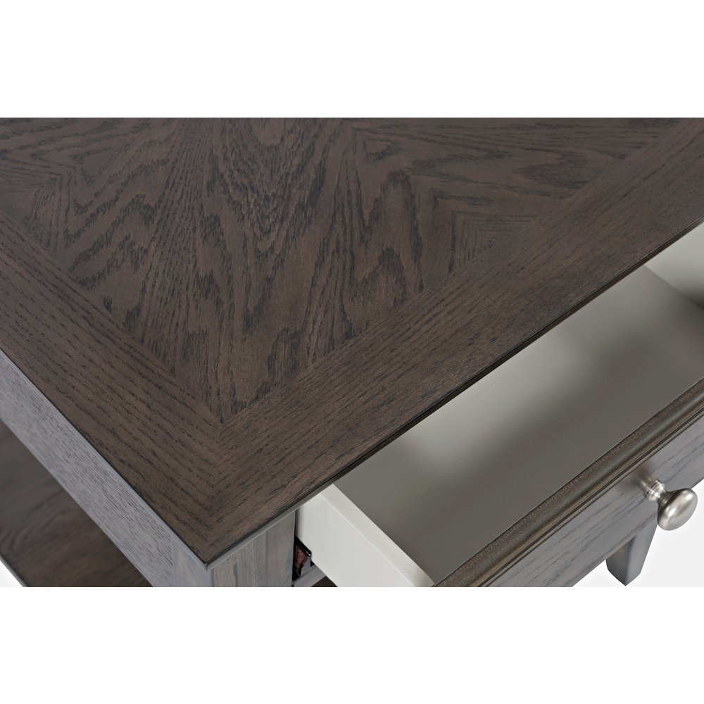 Modern Espresso Traditional End Table with Drawer and Shelf. Picture 5