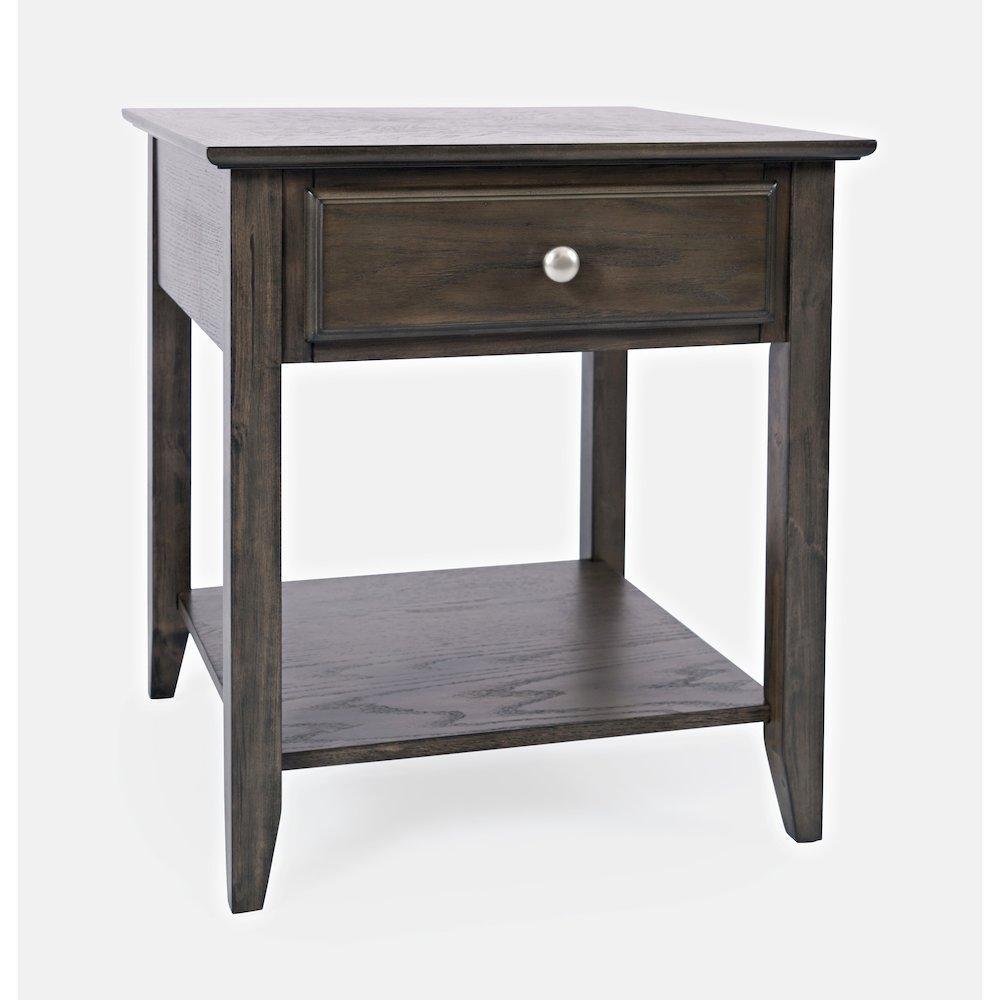 Modern Espresso Traditional End Table with Drawer and Shelf. Picture 3