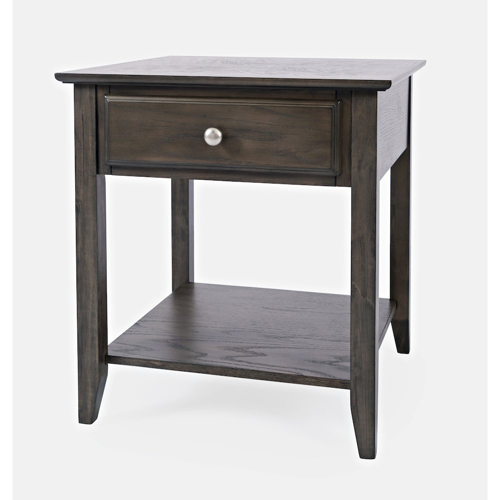 Modern Espresso Traditional End Table with Drawer and Shelf. Picture 2