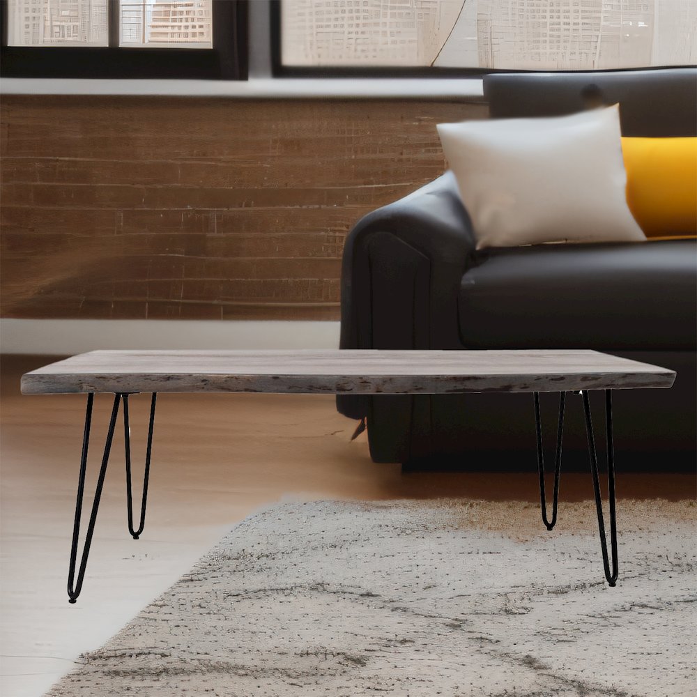 Nature's Edge 50'' Modern Solid Wood Live Edge Coffee Table. Picture 2