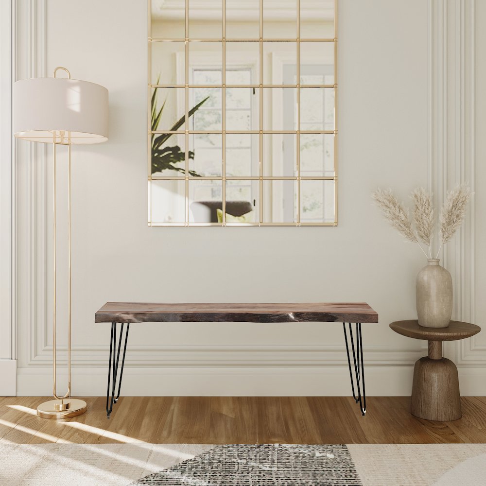 Nature's Edge 48'' Modern Solid Wood Live Edge Bench. Picture 2