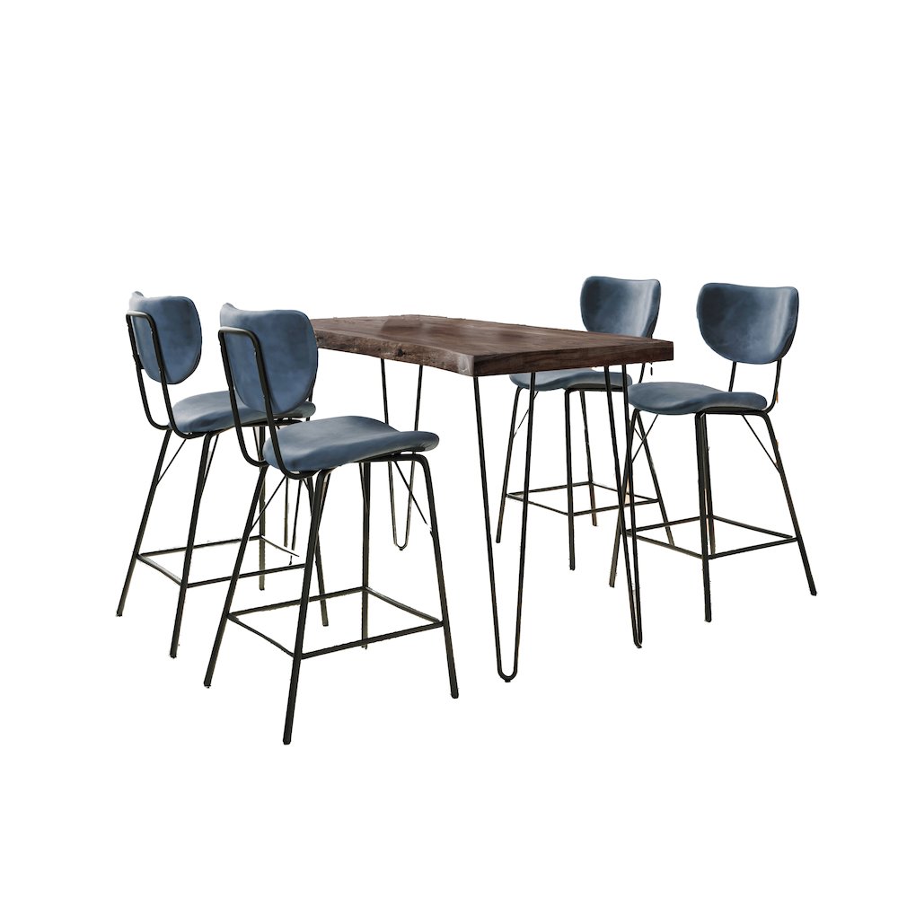 Solid Acacia Five Piece Counter Height Dining Set. Picture 1