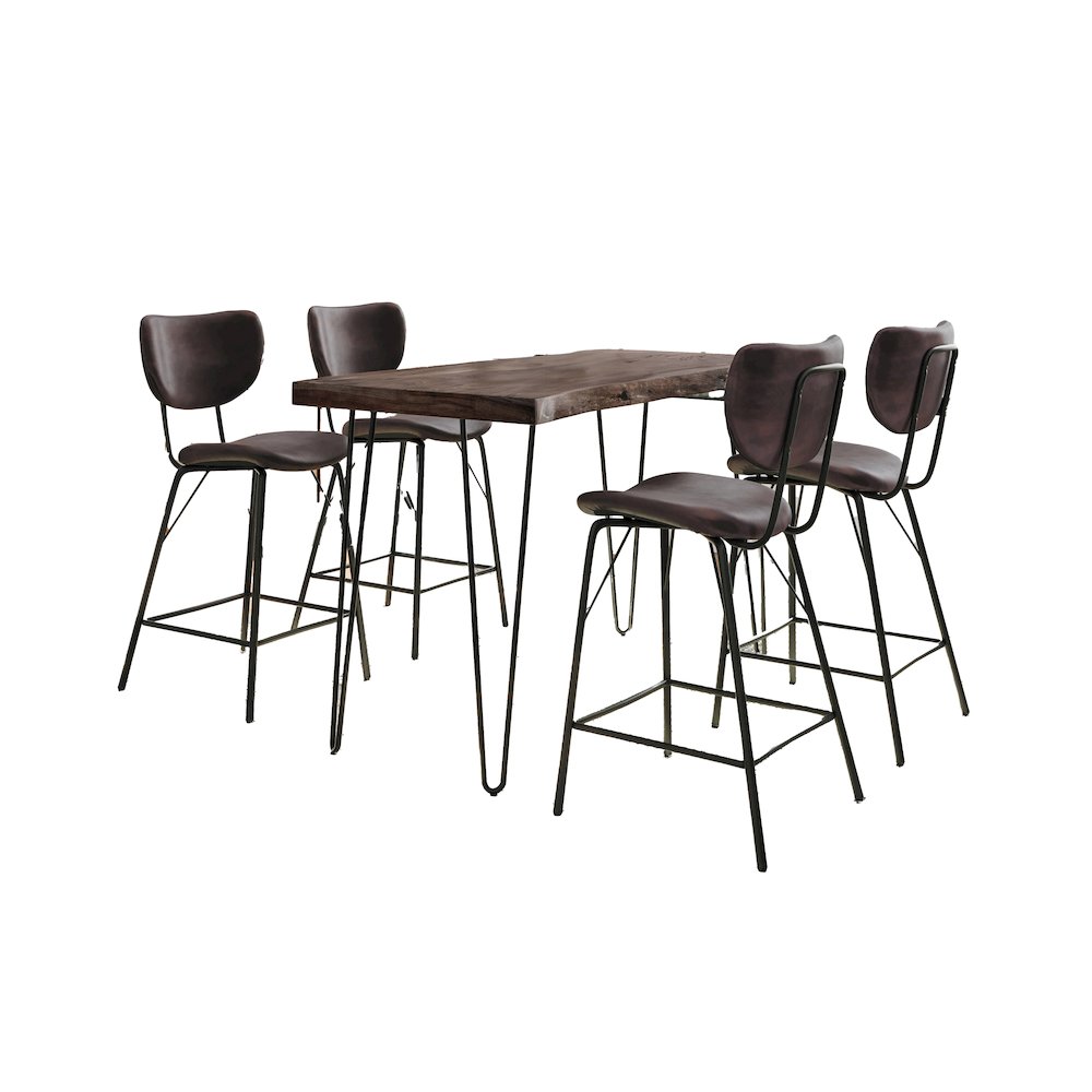 Solid Acacia Five Piece Counter Height Dining Set. Picture 2
