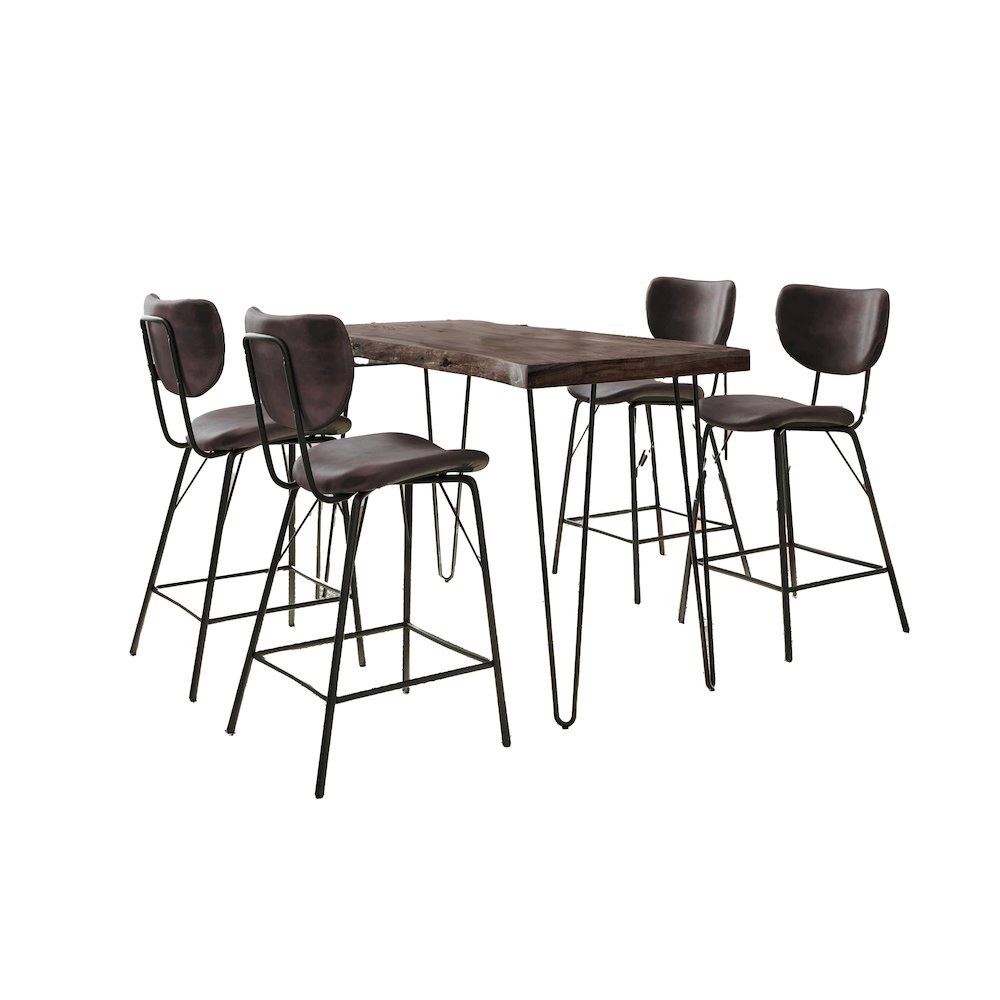 Solid Acacia Five Piece Counter Height Dining Set. Picture 1